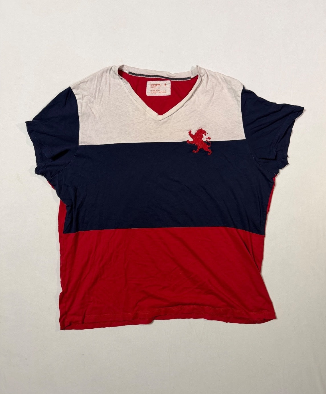 Express Colorblock Lion V-Neck T-Shirt Size XL
