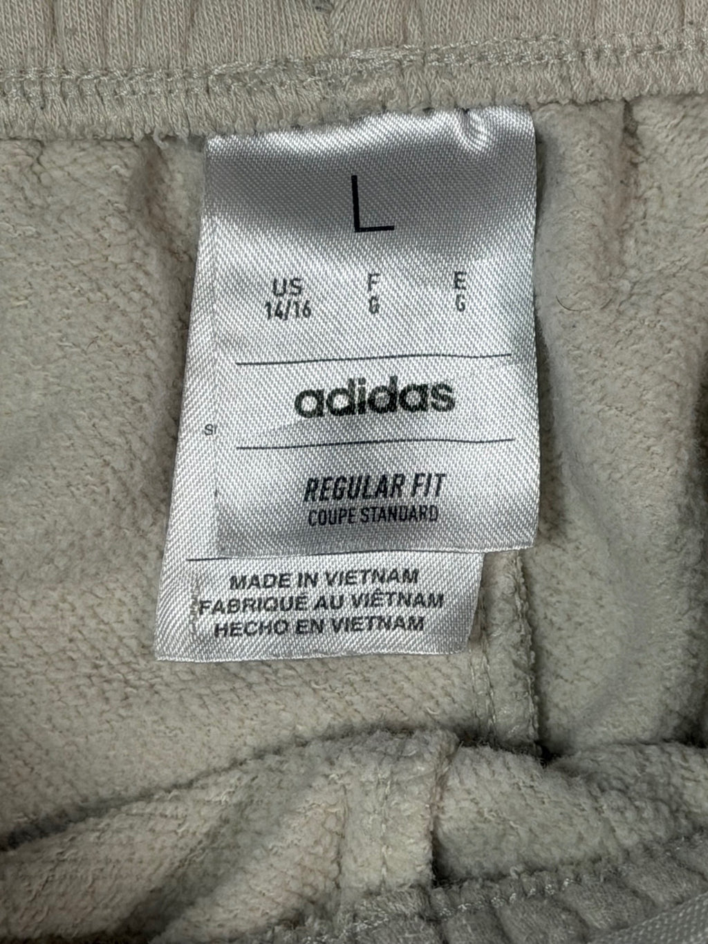 Adidas Cream Fleece Jogger Sweatpants Size L
