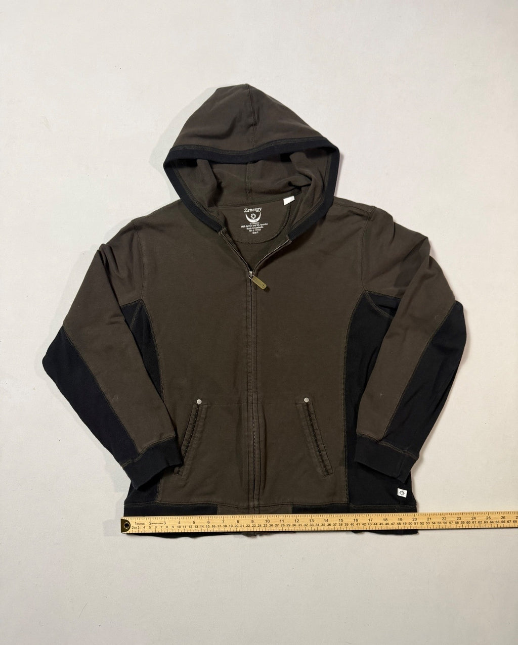 Chico’s Zenergy Olive Hooded Full Zip Jacket Size 2
