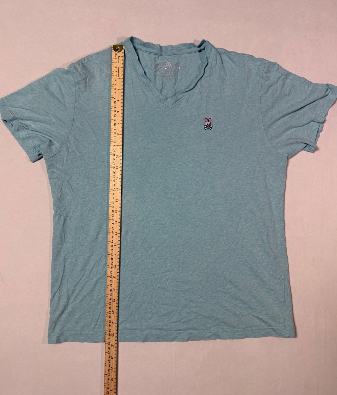 Psycho Bunny Light Blue V-Neck T-Shirt Size L
