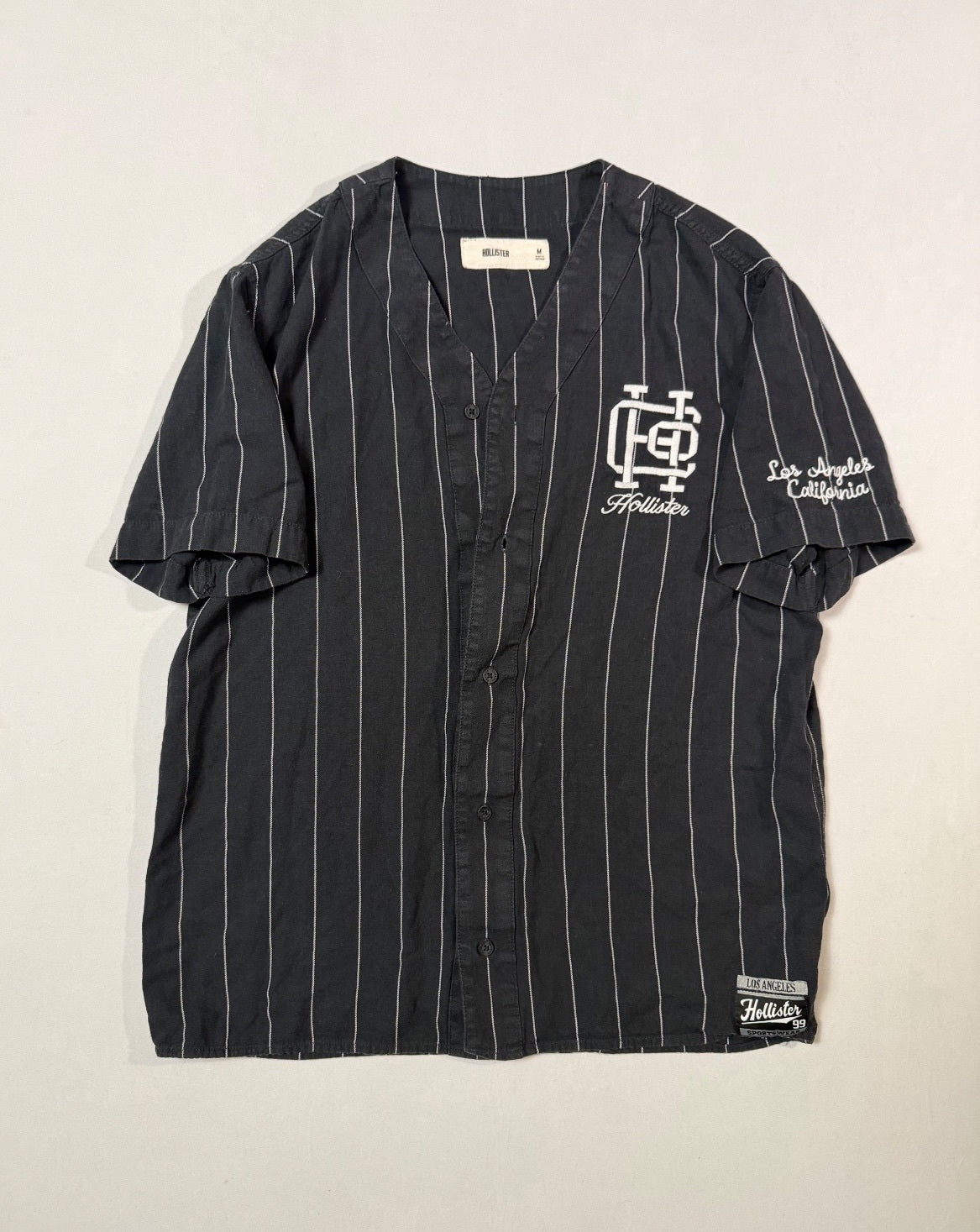 Hollister Los Angeles Pinstripe Baseball Jersey Shirt M