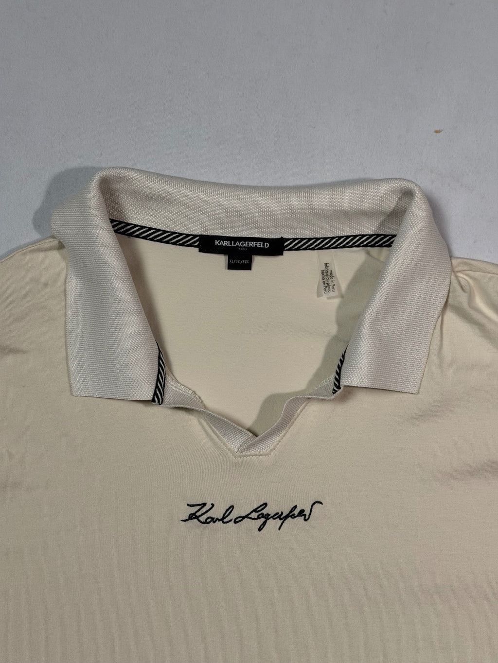 Karl Lagerfeld Cream Polo Shirt Size XL