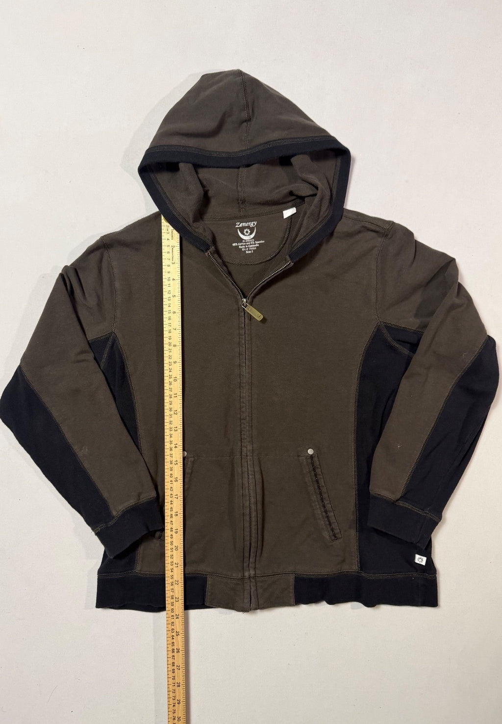 Chico’s Zenergy Olive Hooded Full Zip Jacket Size 2