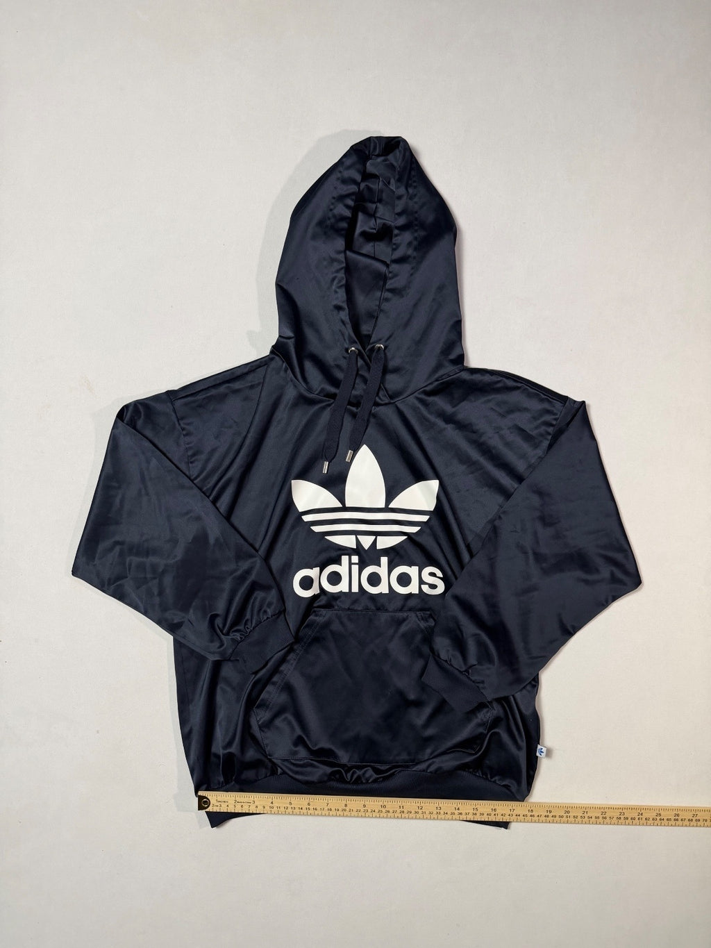 Adidas Originals Black Satin Trefoil Hoodie XS