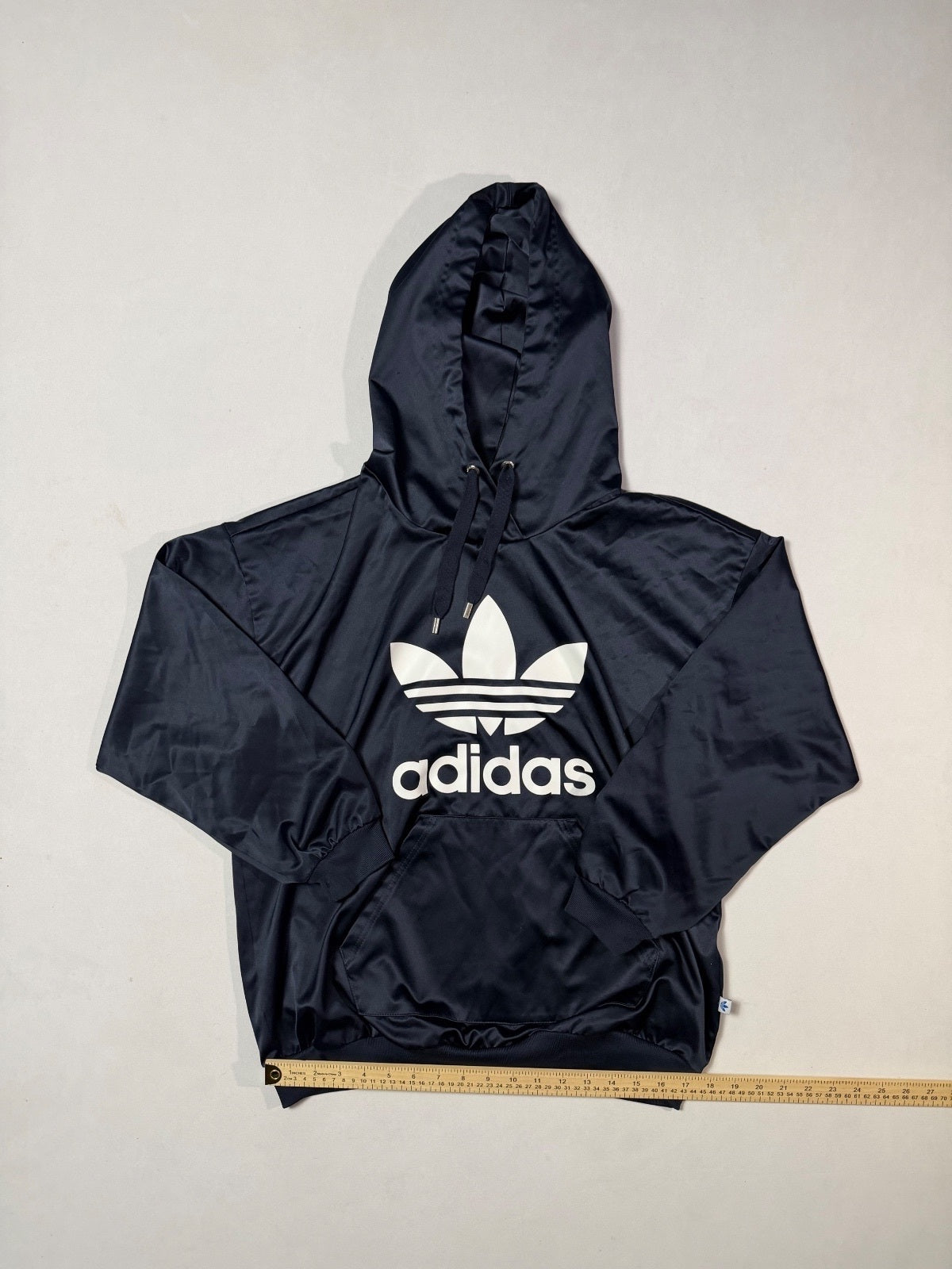Adidas Originals Black Satin Trefoil Hoodie XS